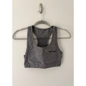 Good Karma Womens Gray Heathered Racerback Sports Bra Medium